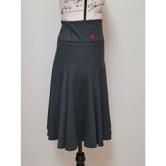 ANNA DALI PARIS A-Line Checkered Print Gray Skirt SIZE 42 (US 10) - Picture 4 of 9